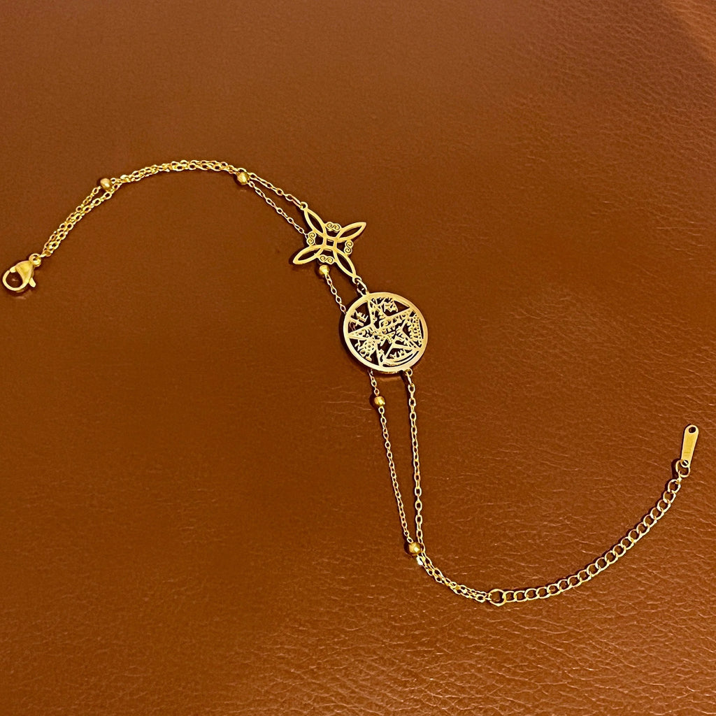 Jeshayuan Witchcraft Pentagram Beads Chain Bracelet Tetragrammaton Box Chain Bracelet Witch Knot Bracelets Amulet Jewelry Gift